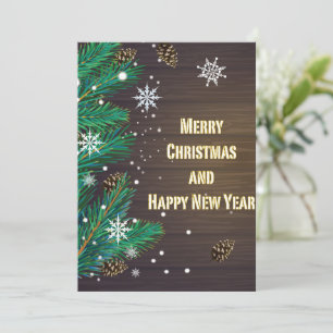 Prettig kerstfeest groet op een houten achtergrond feestdagenkaart