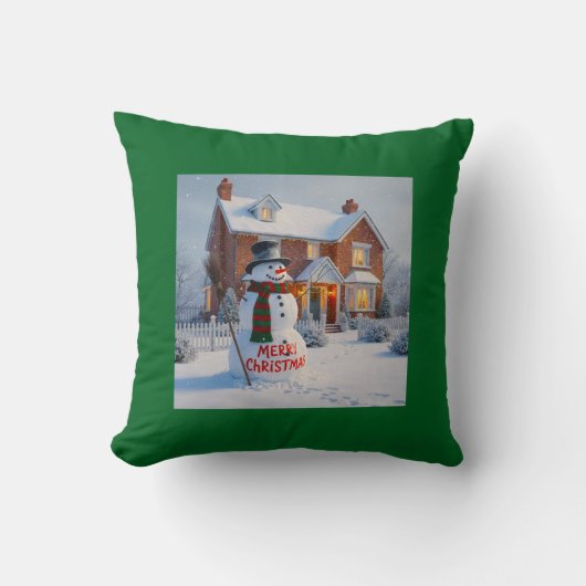 PRETTIG KERSTFEEST GROOTE SNEEUWMAN WINTERLANDSCHA KUSSEN (Voorkant)