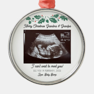Prettig kerstfeest Grootouders Zwangerschap Baby E Metalen Ornament