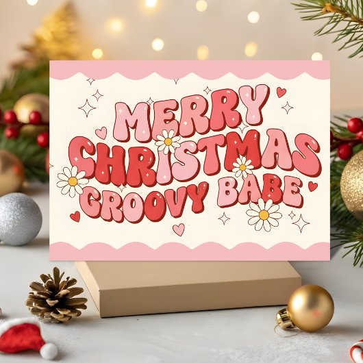 Prettig kerstfeest Groovy Babe Feestdagen Kaart