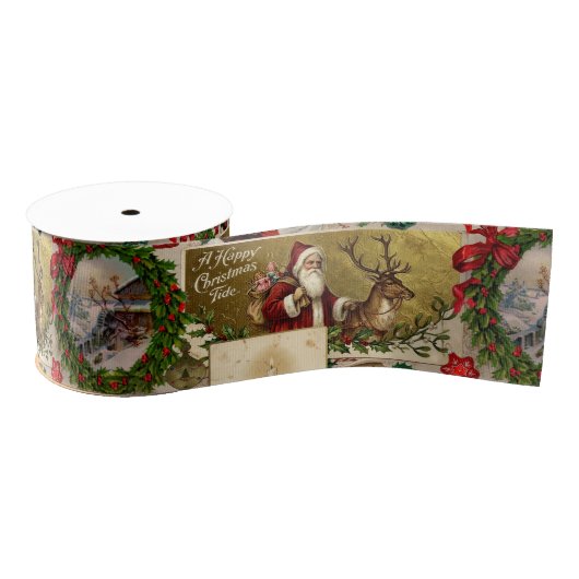 Prettig Kerstfeest Grosgrain Lint (Spoel)