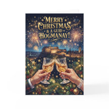Prettig kerstfeest Guid Hogmanay Edinburgh kaart