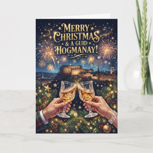 Prettig kerstfeest Guid Hogmanay Edinburgh kaart (Voorkant)