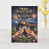 Prettig kerstfeest Guid Hogmanay Edinburgh kaart (Gele Bloem)