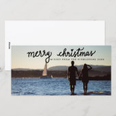 Prettig Kerstfeest Handgeschreven Lettertype Vakan Feestdagenkaart (Voorkant / Achterkant)