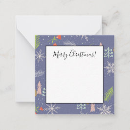 Prettig kerstfeest Handgetekende Bomen Sneeuwvlokk Notitiekaartje