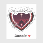 Prettig kerstfeest hart kerststal sticker (Vel)