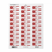 Prettig Kerstfeest Hart Sneeuwvlok Rood Wit Etiket (Full Sheet)