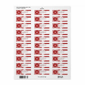 Prettig kerstfeest Hart Sneeuwvlok Rood Wit Etiket (Full Sheet)