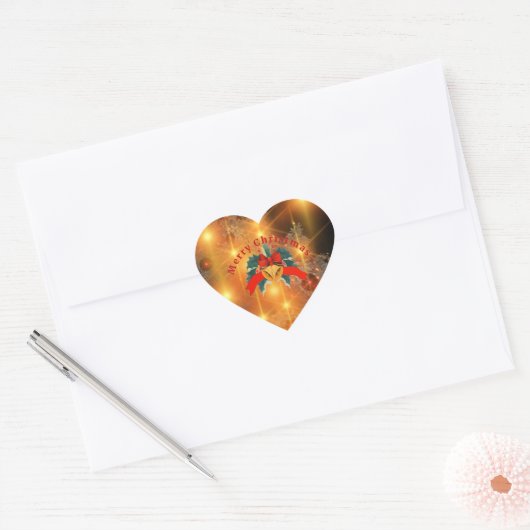 Prettig kerstfeest, hart sticker (Envelop)