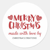 Prettig Kerstfeest Hartelijkheden met Liefde Ronde Sticker (Voorkant)