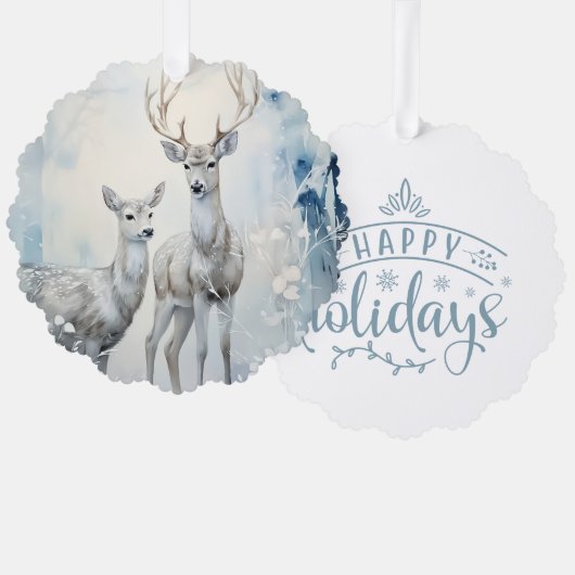 Prettig kerstfeest Hert en Ree Ornament Kaart (Voorkant / Achterkant)