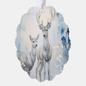 Prettig kerstfeest Hert en Ree Ornament Kaart (Links)