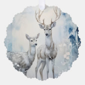 Prettig kerstfeest Hert en Ree Ornament Kaart (Voorkant)
