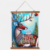 PRETTIG KERSTFEEST HERT HANGEND WANDKLEED (Voorkant)