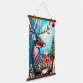 PRETTIG KERSTFEEST HERT HANGEND WANDKLEED (Gebogen)
