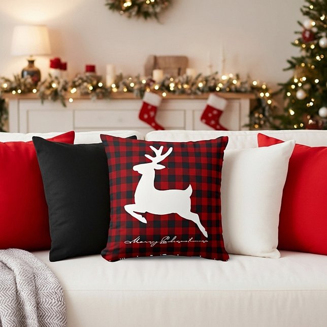 Prettig kerstfeest hert op plaid kussen (Creator heeft geüpload)
