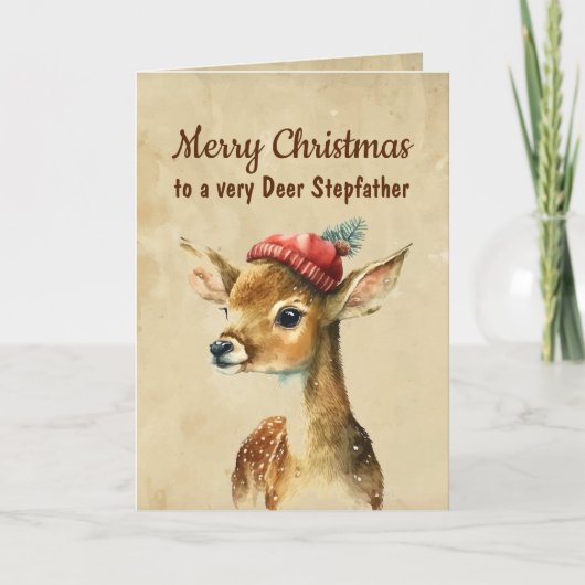 Prettig kerstfeest hert stiefvader kaart (Voorkant)