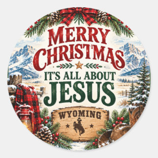 Prettig kerstfeest, het draait allemaal om Jezus W Ronde Sticker