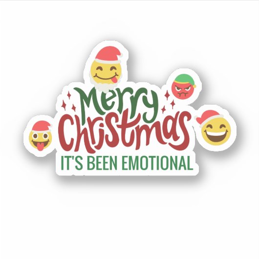 Prettig kerstfeest Het is EMOTIONEEL Grappig EMOJI Sticker (Voorkant)