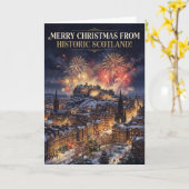 Prettig kerstfeest Historisch Schotland kaart (Gele Bloem)