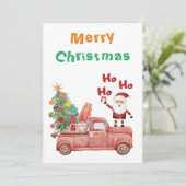 Prettig kerstfeest Ho Ho Ho Grappige kerstman op r Feestdagenkaart (Staand voorkant)