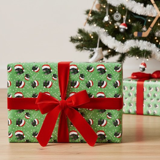 Prettig kerstfeest Hockeypucks Cadeaupapier