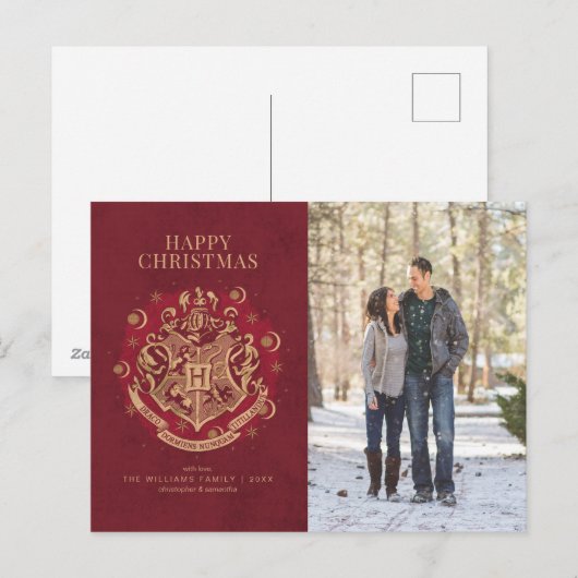 Prettig kerstfeest | HOGWARTS™ Wapenschild Familie Feestdagenkaart (Voorkant / Achterkant)
