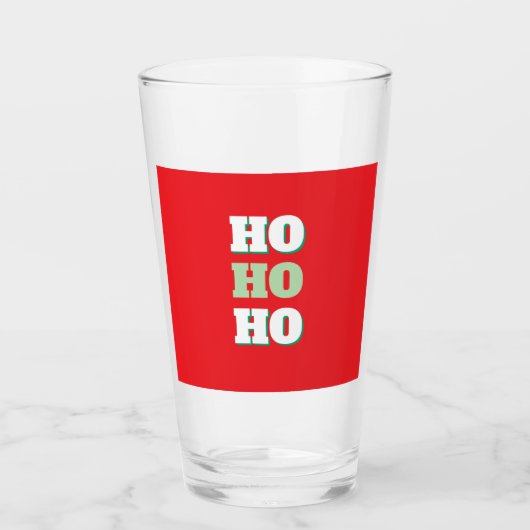 Prettig kerstfeest HoHoHo feest Minimalistisch Een Glas (Voorkant)