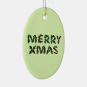 Prettig Kerstfeest Holly Keramisch Ornament (Rechts)