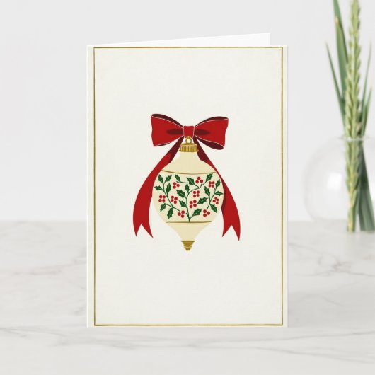 Prettig kerstfeest holly ornament kaart (Voorkant)