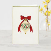 Prettig kerstfeest holly ornament kaart (Gele Bloem)