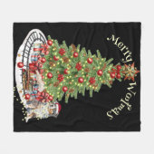 Prettig Kerstfeest Hond Design- Australian Shepher Fleece Deken (Voorkant (Horizontaal))