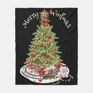Prettig Kerstfeest Hond Design - Bichon Frise Fleece Deken