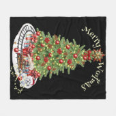 Prettig Kerstfeest Hond Design - Bichon Frise Fleece Deken (Voorkant (Horizontaal))
