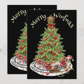 Prettig Kerstfeest Hond Design- Boston Terrier Feestdagenkaart (Voorkant / Achterkant)