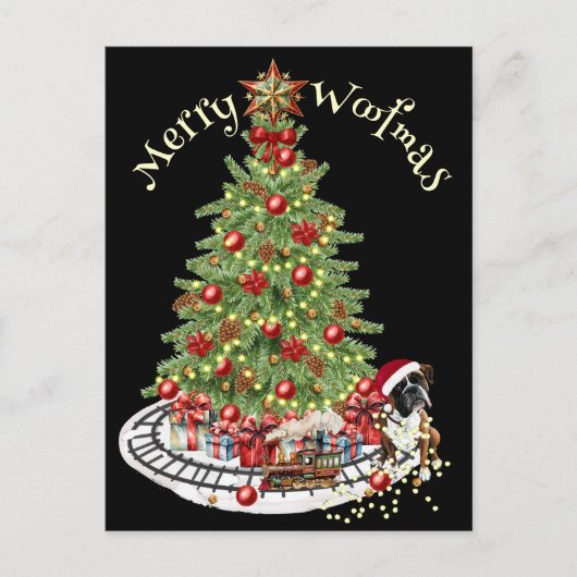 Prettig Kerstfeest Hond Design- Boxer Briefkaart (Voorkant)