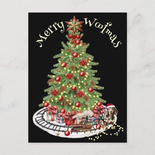 Prettig Kerstfeest Hond Design - Dachshund Briefkaart (Voorkant)