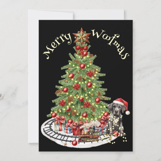 Prettig Kerstfeest Hond Design- Great Dane Feestdagenkaart (Voorkant)