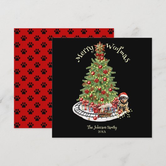 Prettig Kerstfeest Hond Design - Rottweiler Feestdagenkaart (Voorkant / Achterkant)