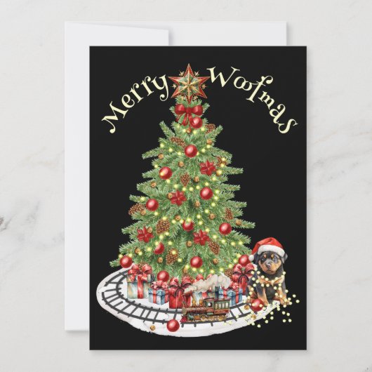 Prettig Kerstfeest Hond Design- Rottweiler Feestdagenkaart (Voorkant)