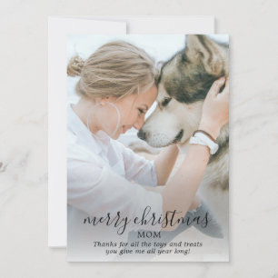 Prettig kerstfeest hond en moeder foto van de hond feestdagenkaart