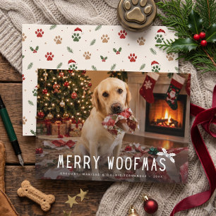 Prettig Kerstfeest Hond Grappige Foto Kerstmis Feestdagenkaart