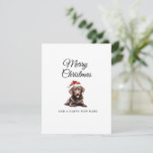 Prettig kerstfeest hond kat chocolade labrador feestdagenkaart (Staand voorkant)