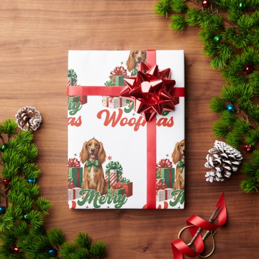 Prettig Kerstfeest Hond Kerstmis Vintage Inpakpapi Cadeaupapier (Feestdagen Geschenken)
