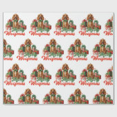 Prettig Kerstfeest Hond Kerstmis Vintage Inpakpapi Cadeaupapier (Vlak)
