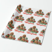 Prettig Kerstfeest Hond Kerstmis Vintage Inpakpapi Cadeaupapier (Uitgerold)