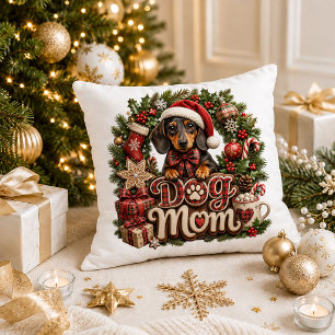 Prettig kerstfeest Hond Moeder Rood Groen Worp Kus Kussen