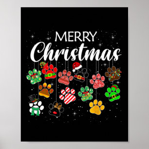 Prettig kerstfeest Hond Pootafdruk Buffalo Plaid L Poster