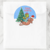 Prettig kerstfeest hond ronde sticker (Tas)